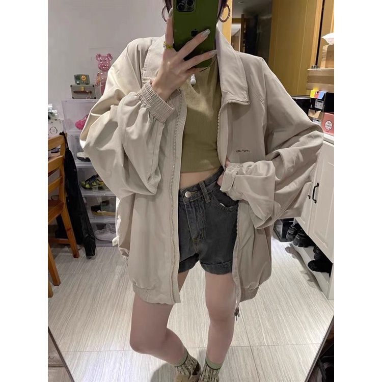 Áo Khoác Dáng Dài Rộng Chống Gió Thời Trang Cho Nữ