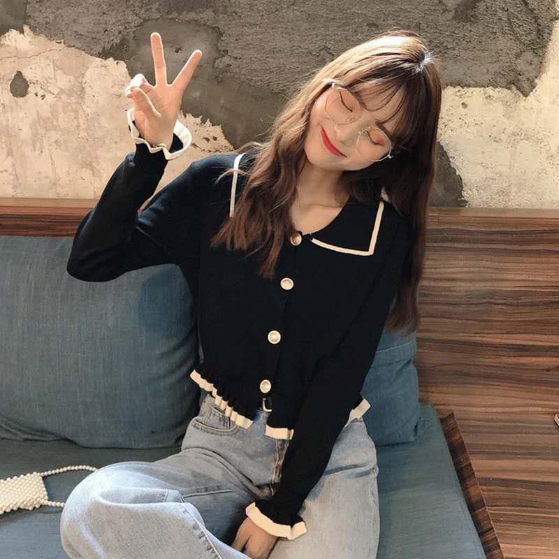 Long sleeve shirt sweater loose fashion cardigan Shirt Top