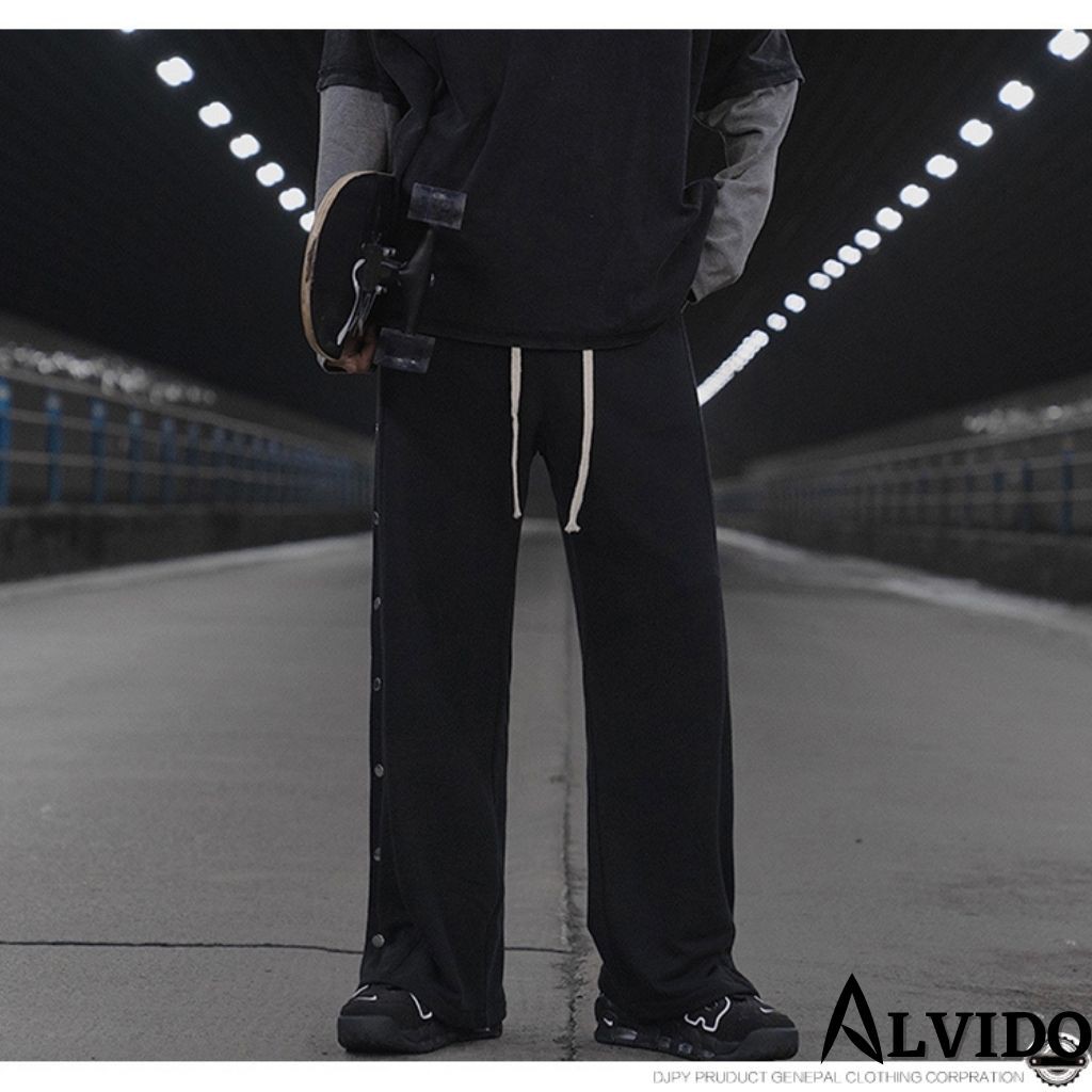 Quần ống rộng nam thể thao Sanvadio-khuy nút-2 màu ĐEN/XÁM QD45