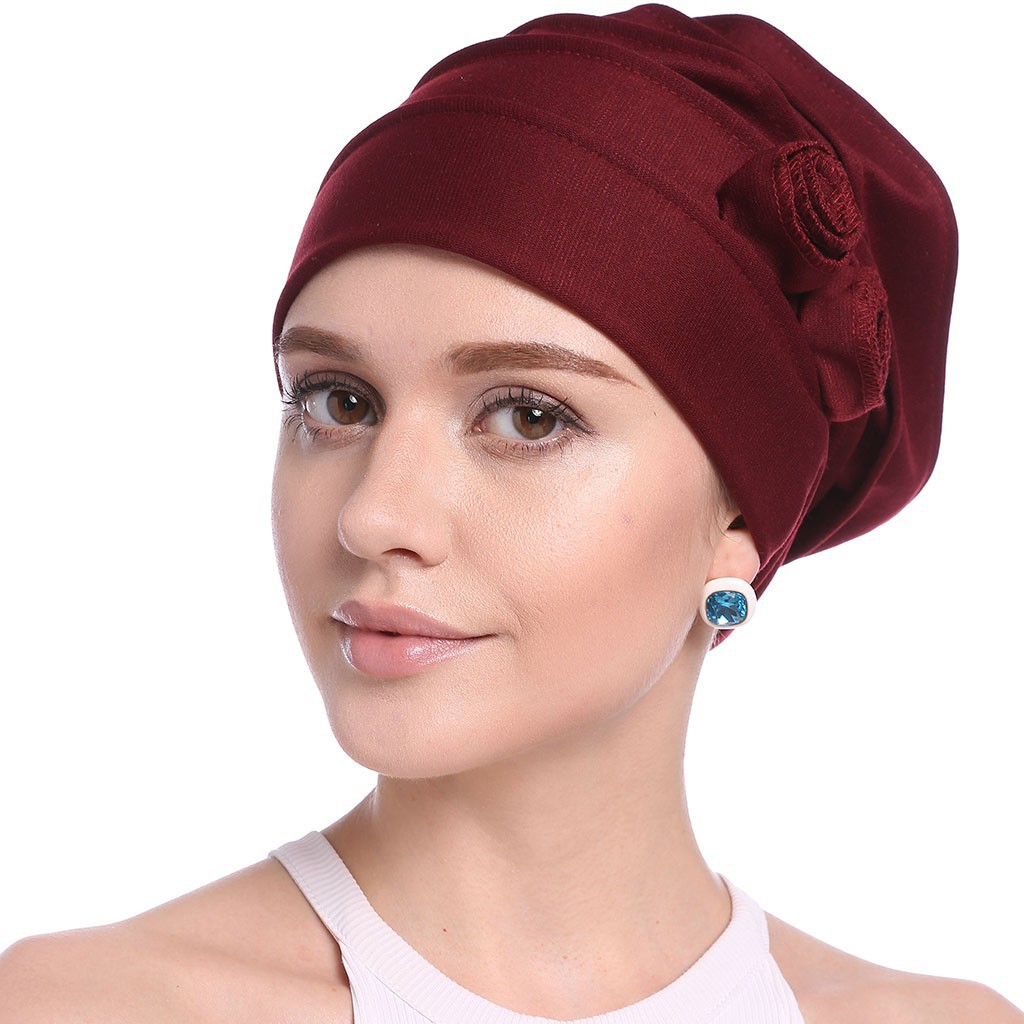 Mũ len hijib trùm đầu họa tiết hoa thời trang mùa hè cho nữ theo đạo Hồi giáo 2018 bị rụng tóc