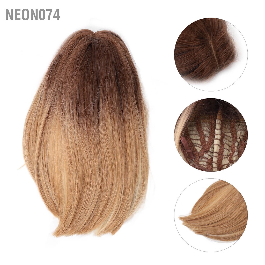 Neon074 Tóc giả nữ nguyên đầu phong cách Hàn Quốc, tóc giả cả đầu thẳng mái  qua vai dần hỗn hợp Màu nổi bật Bob ngắn cho phụ nữ