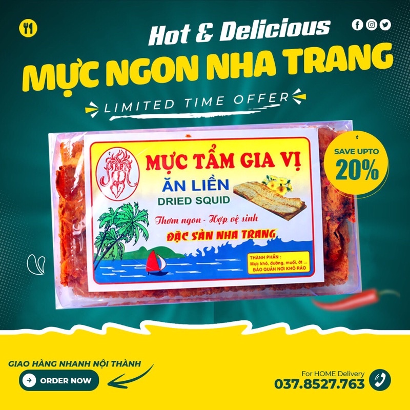 Mực Tẩm Gia Vị Đặc Sản Nha Trang Loại Ngon 500Gr Nhà Làm