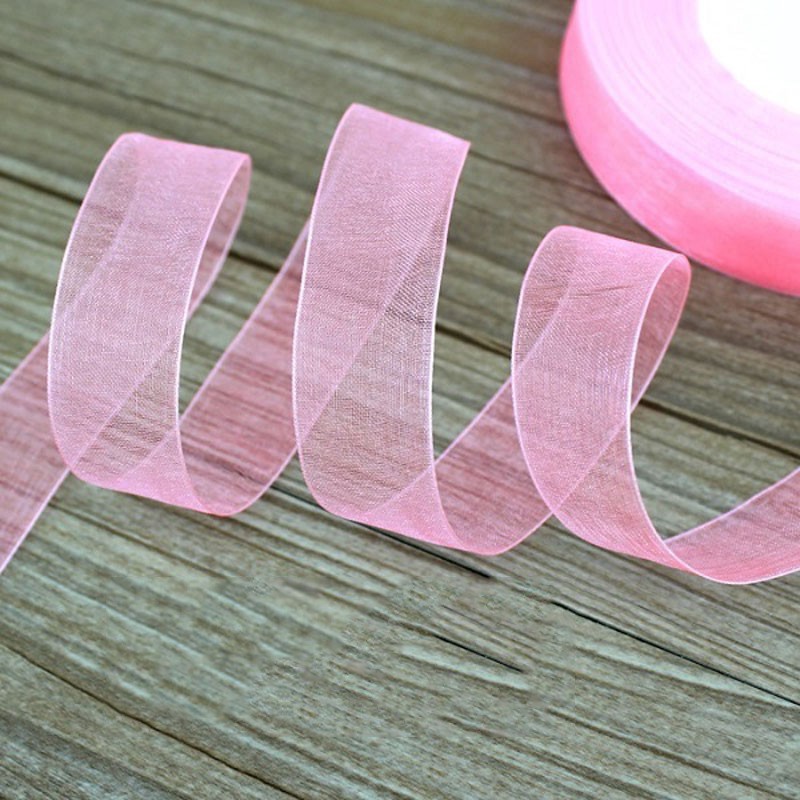 Cuộn dây ruy băng 50 yard vải organza phối ren dùng để gói quà tặng trang trí Giáng Sinh