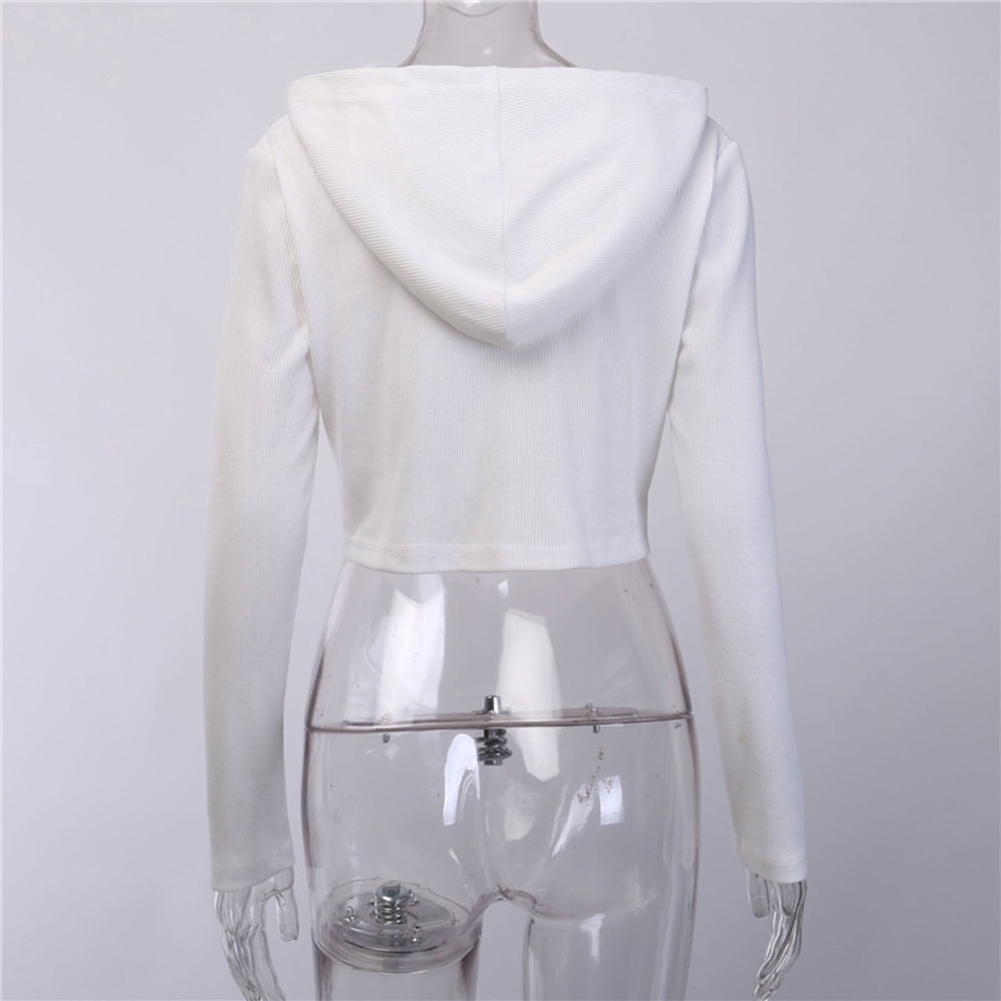 Autumn Women Long Sleeve Knitted Outerwear Hooded Knit Femme Loose Zipper Casual Cropped Tops | BigBuy360 - bigbuy360.vn