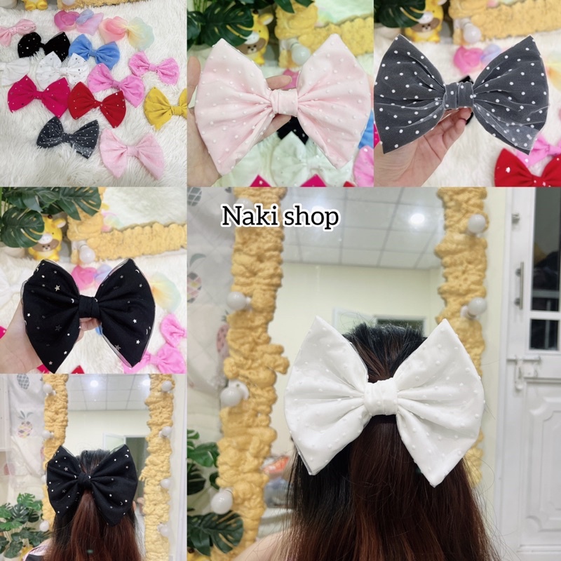 Kẹp nơ tiểu thư hình trăng sao, chấm bi xinh xắn