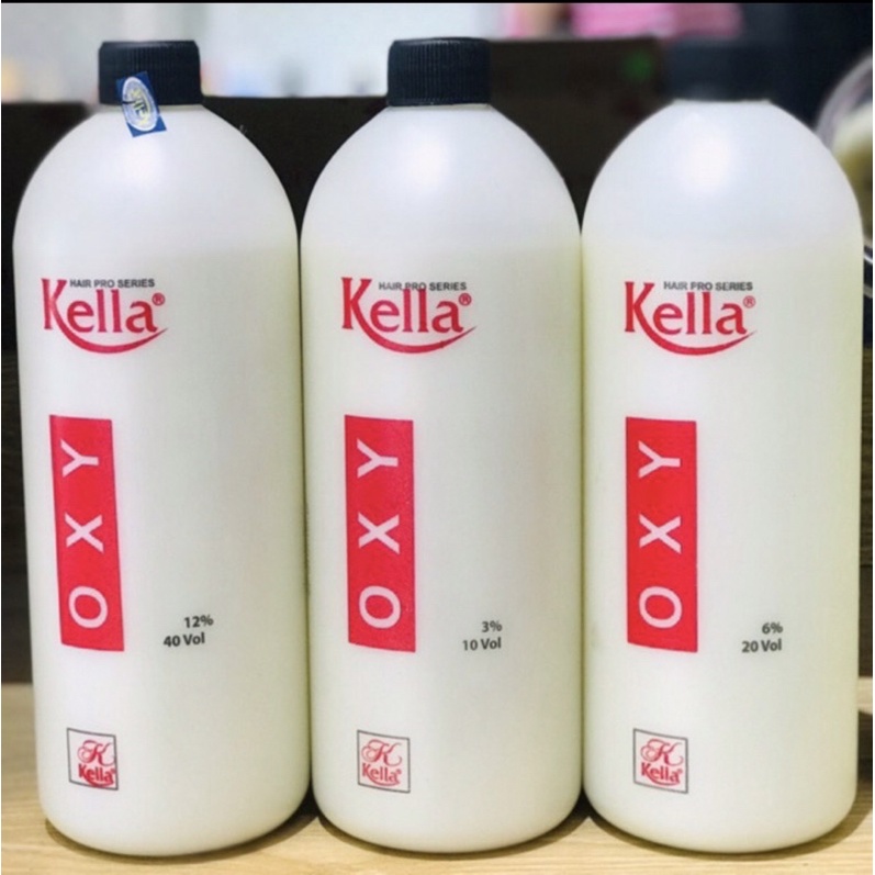 Oxy kem trợ nhuộm tóc siêu dưỡng không rát Kella 1000ml chai màu trắng nắp đen