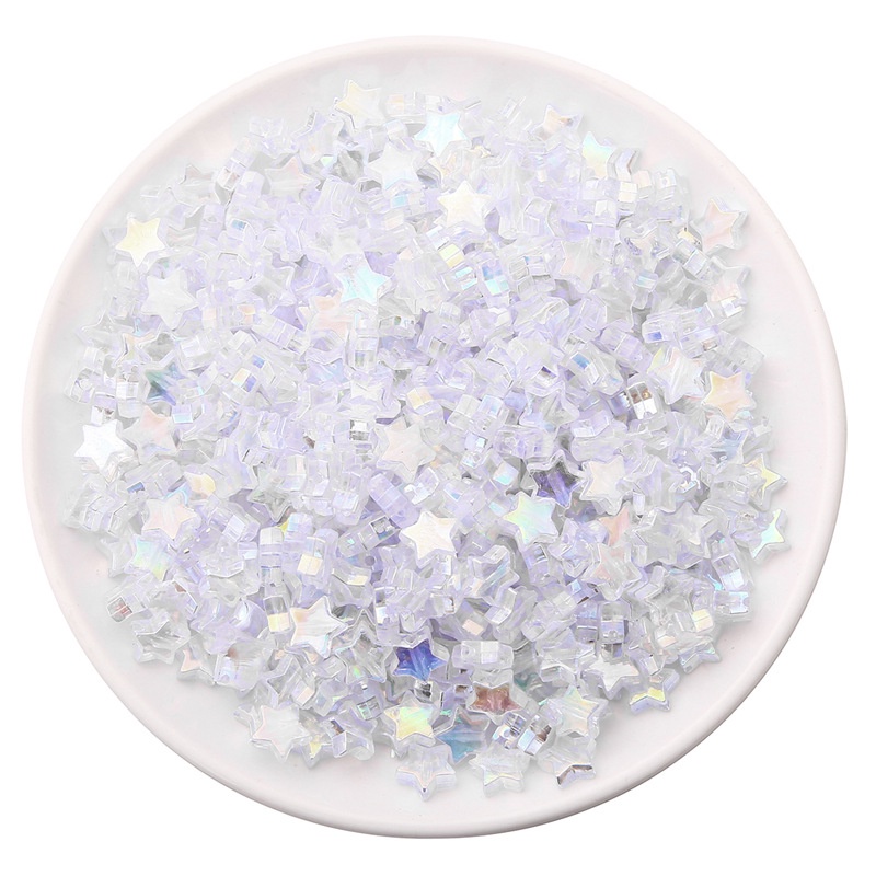 Set 100 Hạt Nhựa Acrylic Hình Ngôi Sao/Trái Tim Màu Kẹo Trong Suốt 10mm Làm Trang Sức DIY