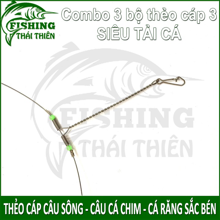 Combo 3 bộ thẻo cáp 3 câu sông, cá chim cá răng sắc bén