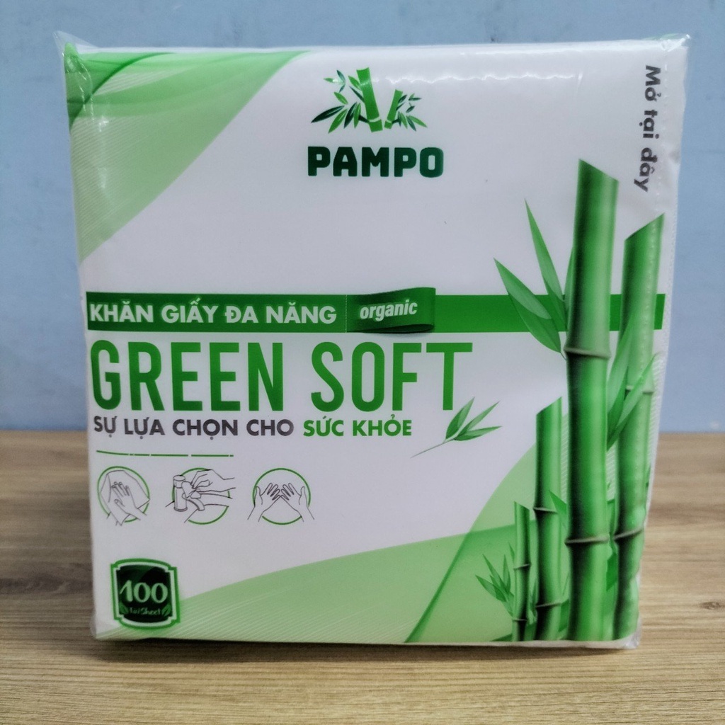 Khăn Giấy Vuông PAMPO GREEN SOFT (33x33cm) 100 Tờ