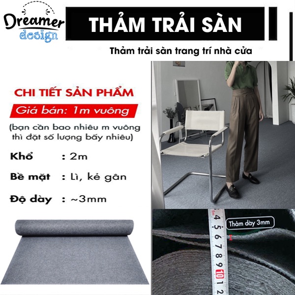 Thảm Nỉ Trải Sàn Nhà Decor Phòng Đẹp Giá Rẻ Dày 3Mm Trải Văn Phòng, Phòng Ngủ, Hội Nghị, Sự Kiện.