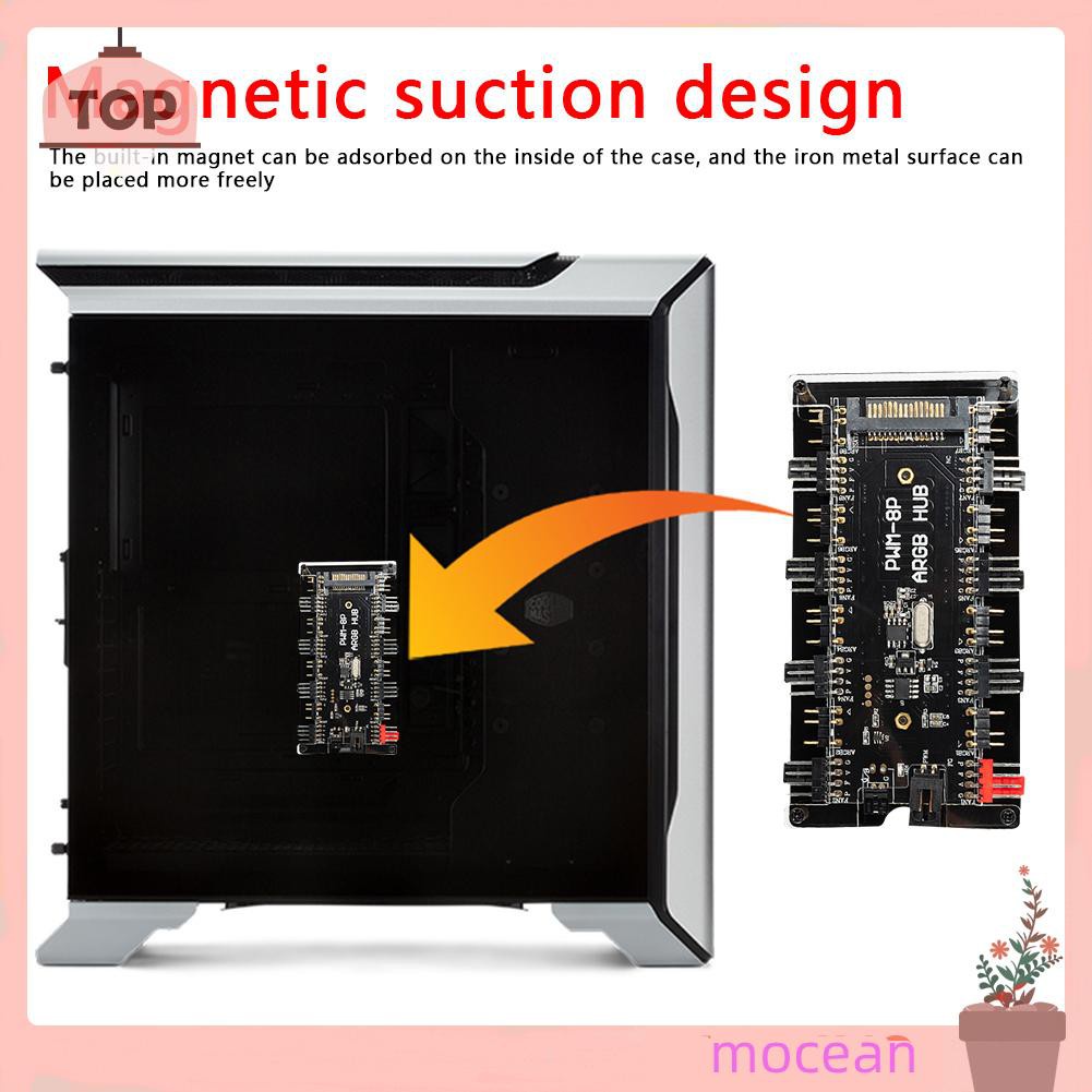 Bộ Chia Nguồn Sata 1 Sang 8 Quạt 12v 4 Pin Pwm Argb