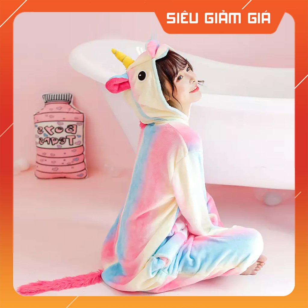 Bộ Đồ Thú Unicorn Hologram - Chất Nhung Mịn Cao Cấp