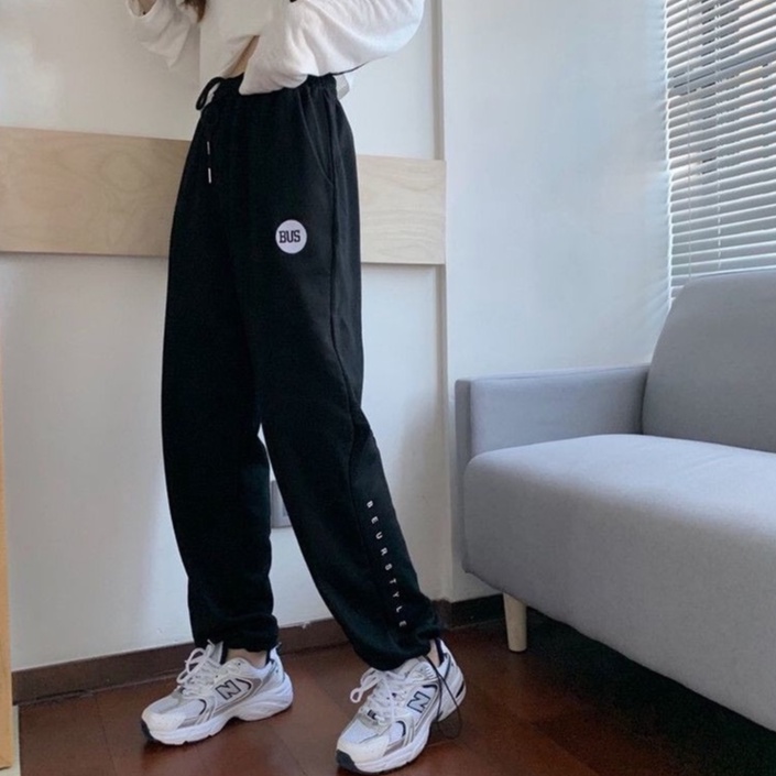 {HCM / CÓ SẴN / ẢNH THẬT} QUẦN THUN JOGGER THÊU CHỮ BUS CHO NAM NỮ THỜI TRANG ULZZANG HÀN QUỐC