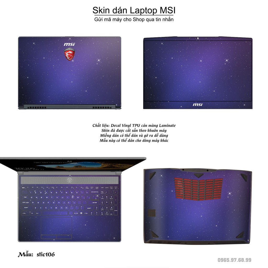 Skin dán Laptop MSI in hình Hoa văn sticker _nhiều mẫu 18 (inbox mã máy cho Shop)