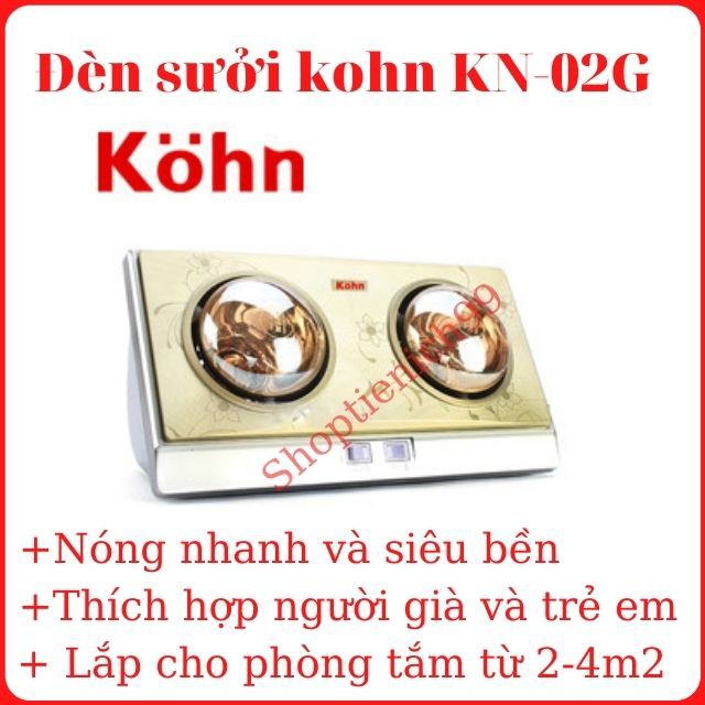 [5 Năm Bóng 1 đổi 1]Đèn Sưởi Nhà Tắm Kohn 2 Bóng KN-02G Chính Hãng Siêu Bền Giá Rẻ Bảo Hành 5 Năm Bóng Hỏng 1 Đổi 1.