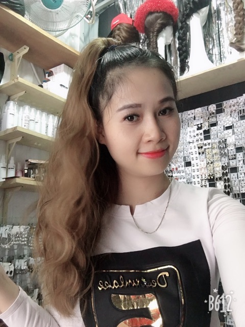 Tóc ngoặm xù vàng chanh hình thật