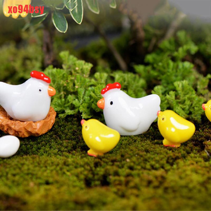 [xo94bsy]Mini Chicken Fairy Garden Miniatures Gnomes Moss Terrariums Resin Figurines For