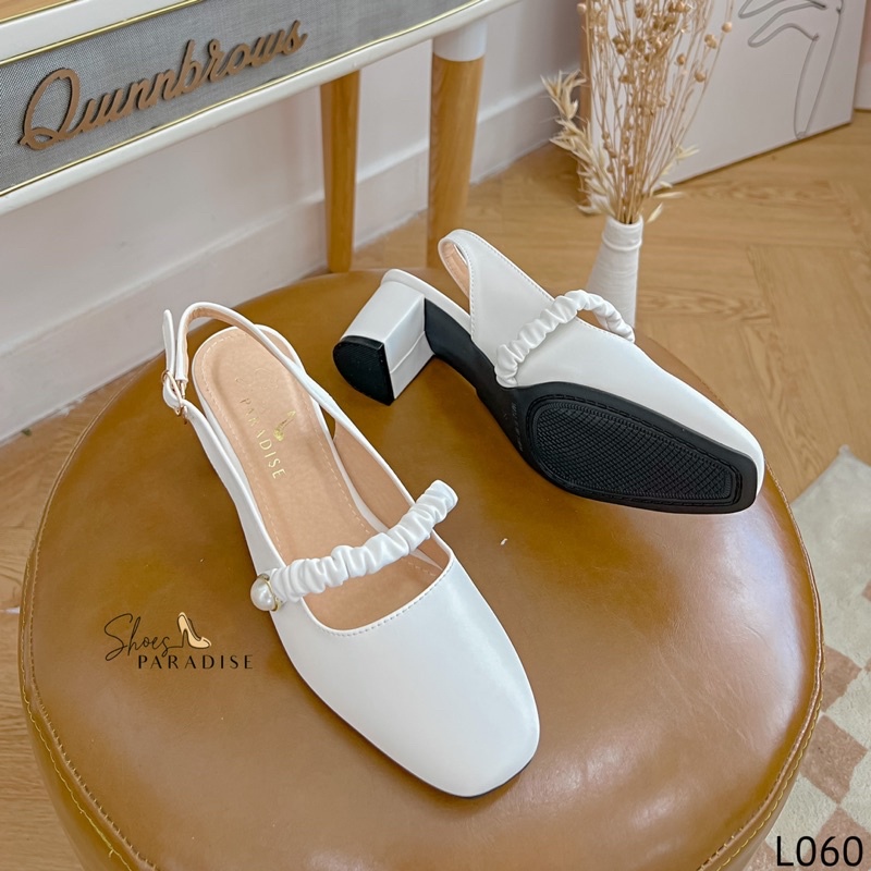 Giày cao gót 5p đế vuông nữ bít mũi mũi vuông 5 phân shoes paradise L060