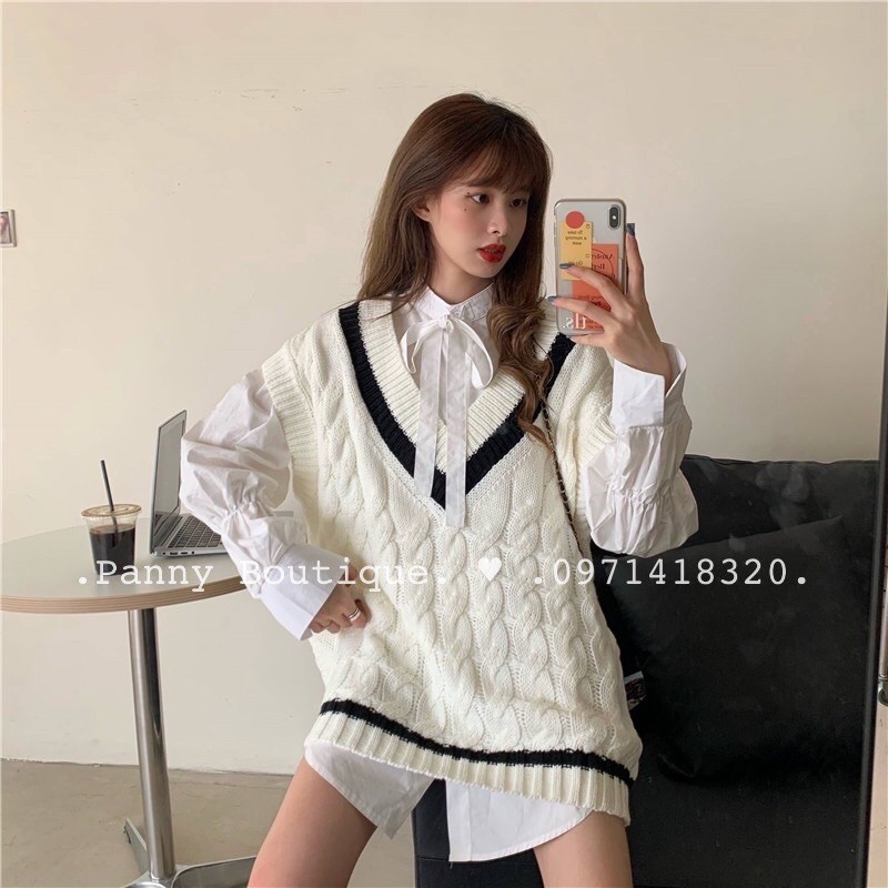 [Order có ảnh thật] Set Áo len gile và sơmi trắng kiểu nữ sinh 👩🏼‍🎓,  style ulzzang Hàn Quốc 🌻 Panny Boutique 🌻