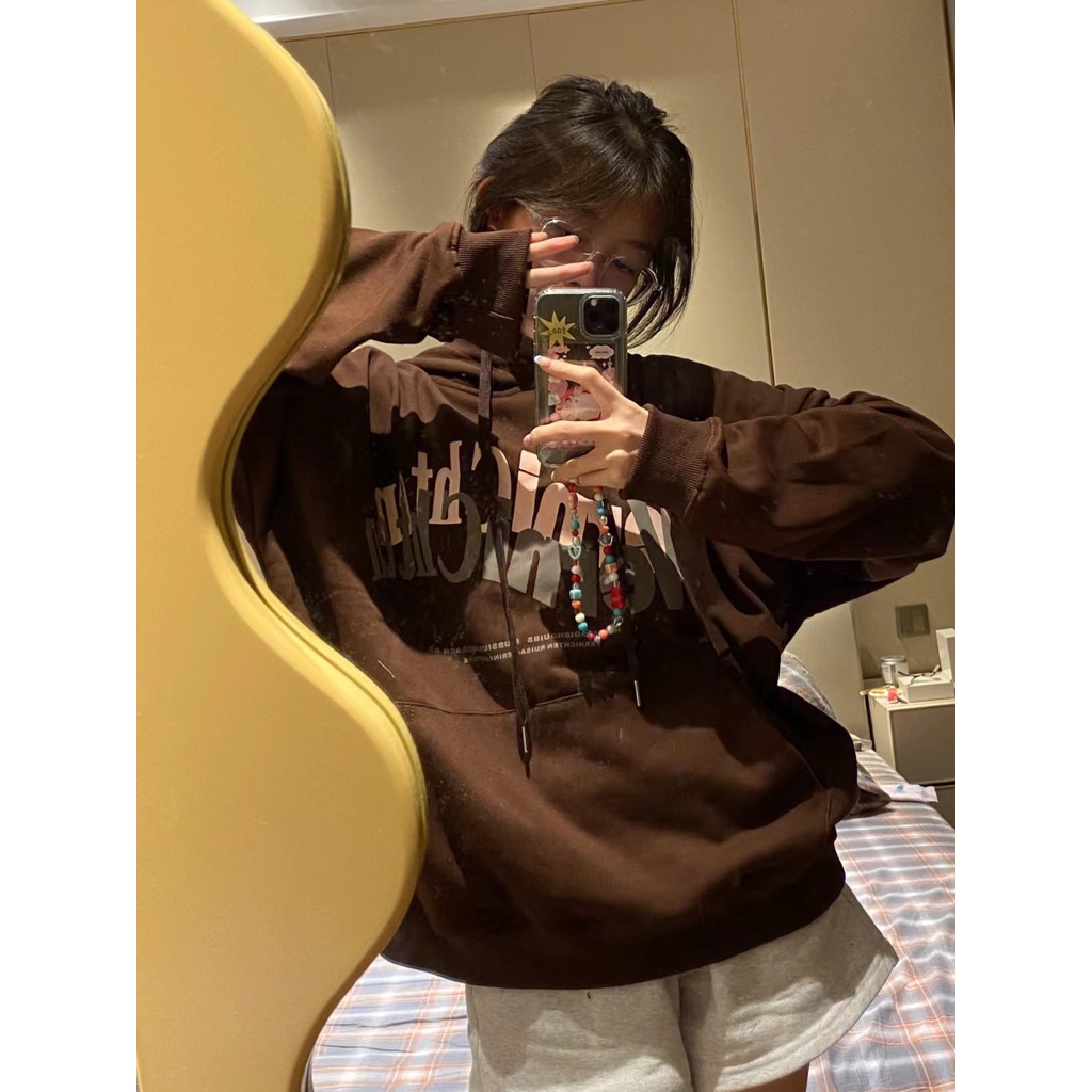 NRVP Áo Hoodie Tay Dài Oversize In Họa Tiết Phong Cách Hàn Quốc Kiểu Mới Cho Nam / Nữ