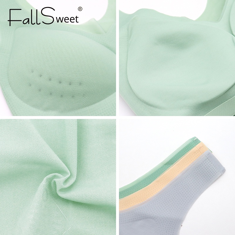 Áo ngực FallSweet không gọng có mút giúp nâng ngực thiết kế cổ V sâu size lớn M-5XL cho nữ