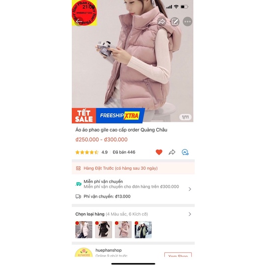 Áo phao gile cao cấp order Quảng Châu,Áo phao gile cao cấp tháo rời được mũ