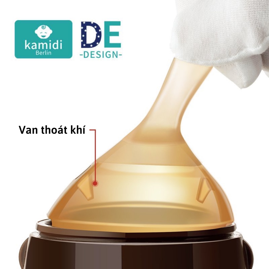 🍀🐾CHÍNH HÃNG🍀🐾Bình sữa Kamidi NEVS cao cấp kết hợp núm sữa silicon siêu mềm như tâm hồn mẹ 240ml và 300ml