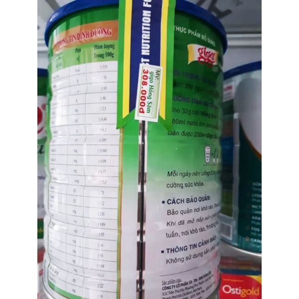 Sữa bột Gigo Sure Hồng Sâm 900g ngăn ngừa loãng xương và tiểu đường