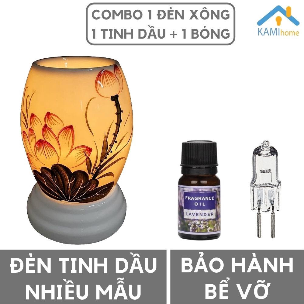 Combo Đèn xông tinh dầu (Chọn mẫu) + 1 bóng đèn + 1 Tinh dầu hương thơm đuổi diệt muỗi