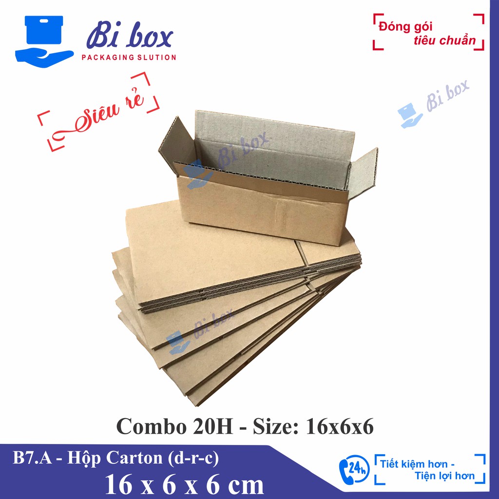 Combo 20 hộp giấy 16x6x6 - thùng hộp carton đóng hàng