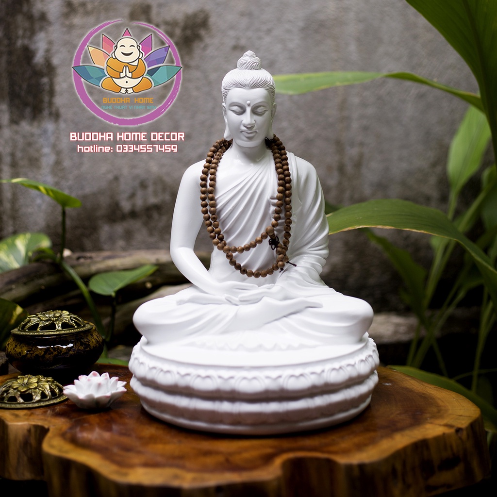 Tượng Đức Phật Bổn sư Thích Ca cao 35cm đế sen trang trí nhà cửa
