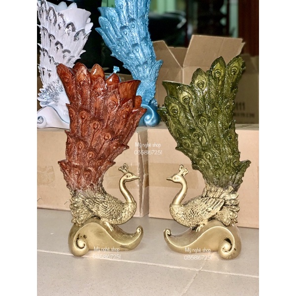 Bình hoa composite, phong thủy, bình con công, decor, trang trí, quà tặng sinh nhật, tân gia, bình hoa giả, công 3