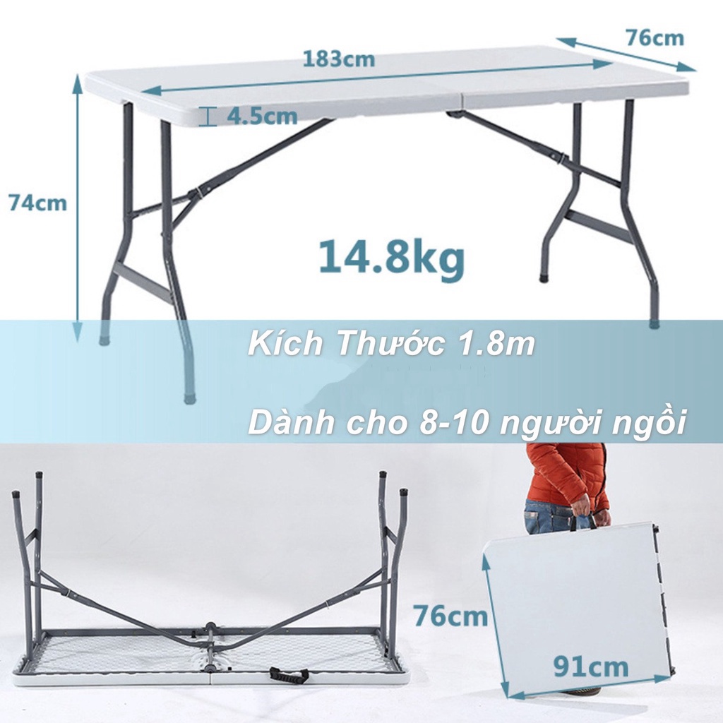 Bàn Ăn Xếp Gọn Ngoài Trời Home&Garden HDPE cao cấp 76cm x 1.8m - cao cấp