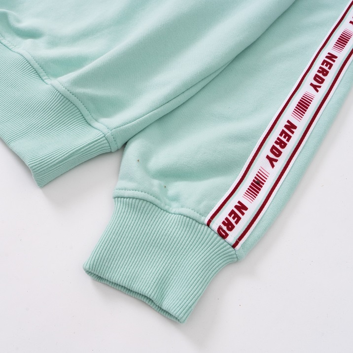 Áo Nỉ Dài Tay Nerdy Logo In Dọc Cánh Tay Màu Mint