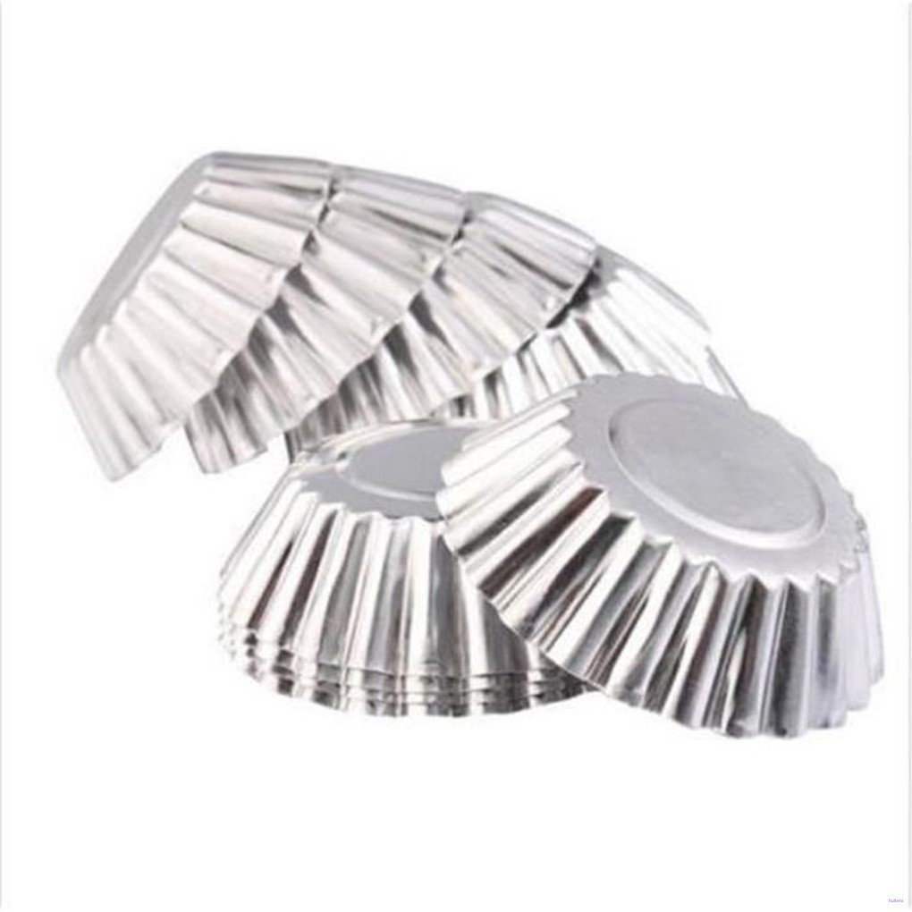 Set 10 khuôn làm bánh Tart trứng hình bông hoa bằng thiếc chống dính cao cấp