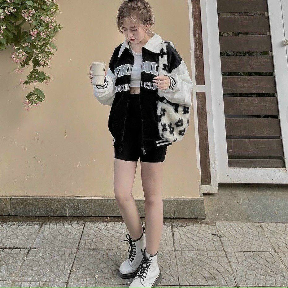 Áo khoác nam nữ bomber bóng chày 2 lớp chất nhung tăm thêu SYMBOLIC.