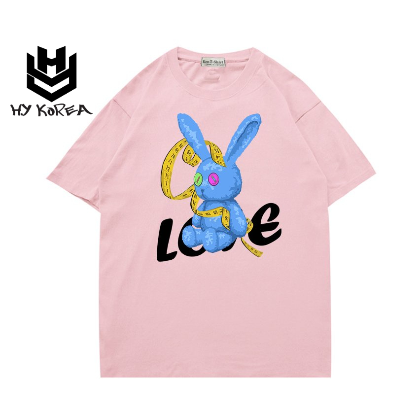 Áo thun tay ngắn nam nữ form rộng Thỏ xanh 917 HY KOREA