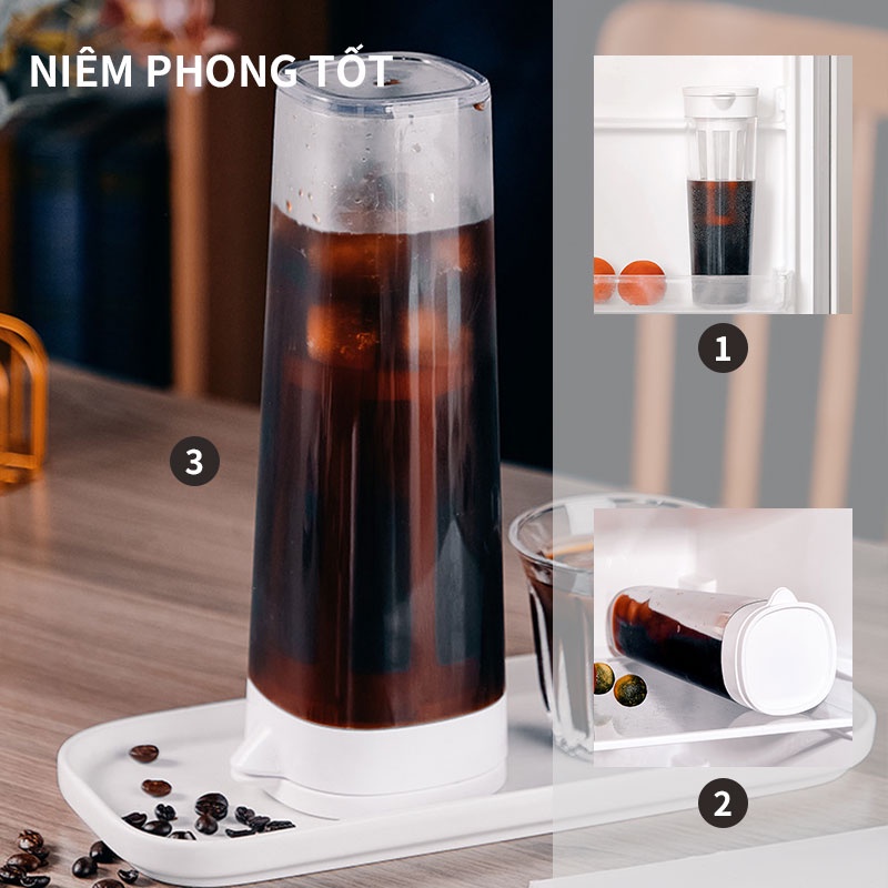Bình pha cold brew 1100ml(cà phê ủ lạnh )Bình pha trà ABS Vòng đệm silicon dày dặn Phin pha cafe ​Coffee maker
