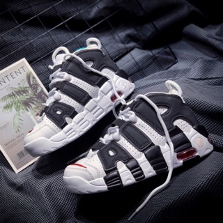 [Có Hộp] Giày thể thao Nam Nữ uptempo màu trắng chữ đen hàng chuẩn