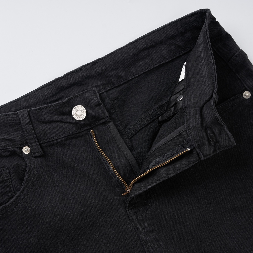 Quần Jean Nam Đen Trơn ATINO Chất Liệu Jean Pha Spandex Form Regular-Fit QJ1.1040
