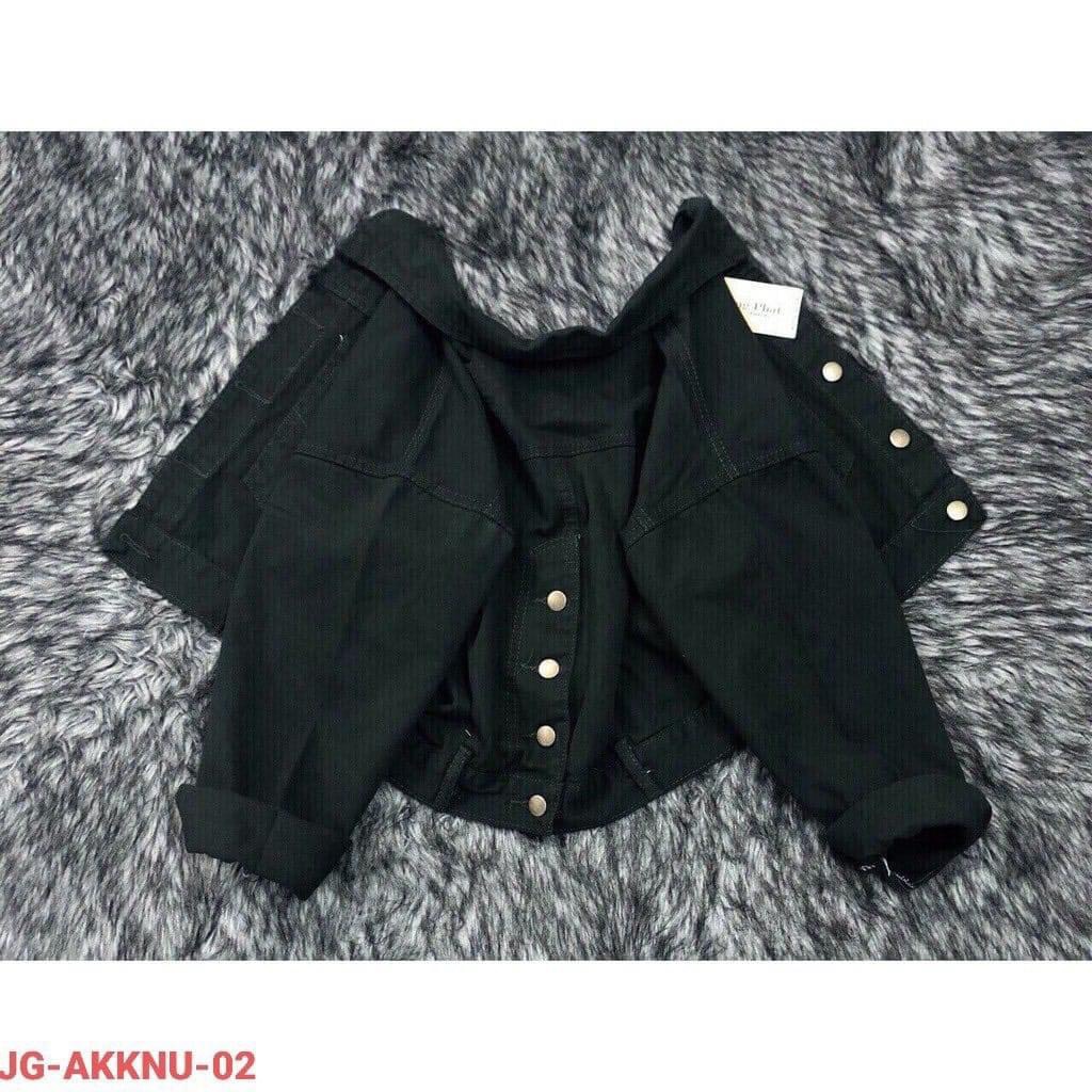 Áo khoác kaki jean nữ cao cấp nữa lưng phối nút sau áo