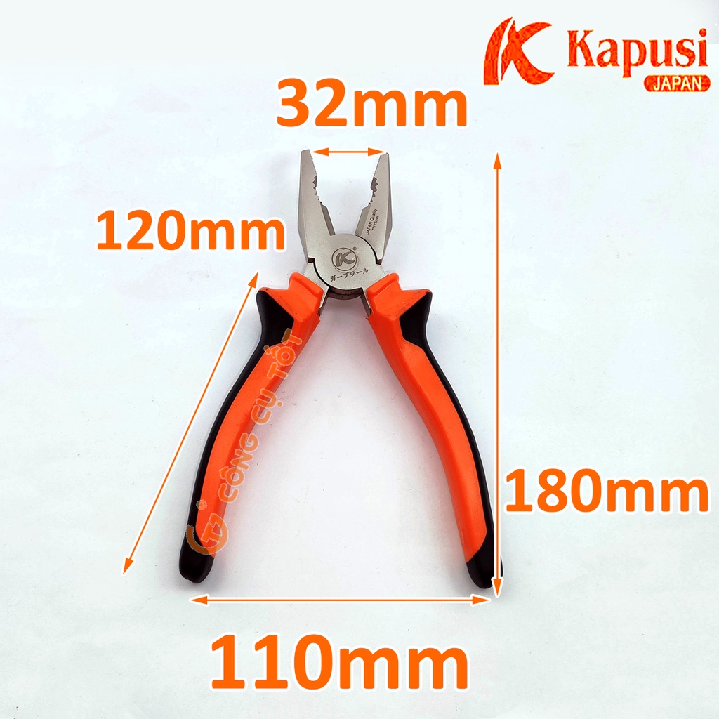Kìm Kapusi kìm điện dân dụng kìm cắt 7inch 175mm mạ kền Kapusi