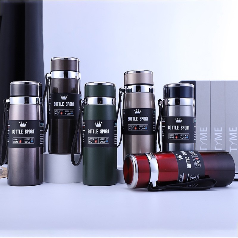 Bình Giữ Nhiệt Inox Cao Cấp 2 Lớp Dung Tích 800ml,1000ml Có Nắp Lọc Trà Lõi Thép Chống Gỉ Cao Cấp
