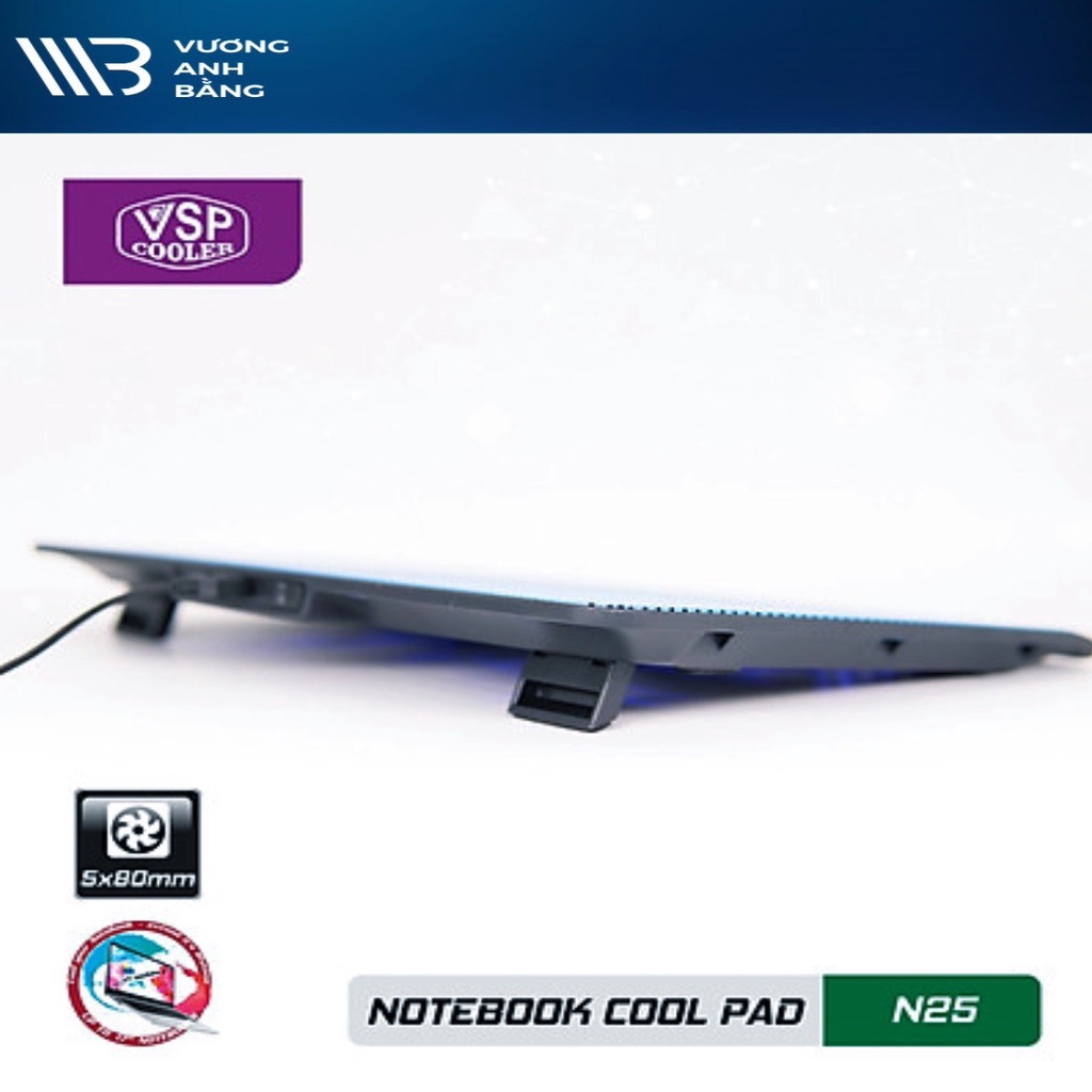 Đế quạt tản nhiệt laptop 5 fan Cool Pad VSP N25 làm mát nhanh