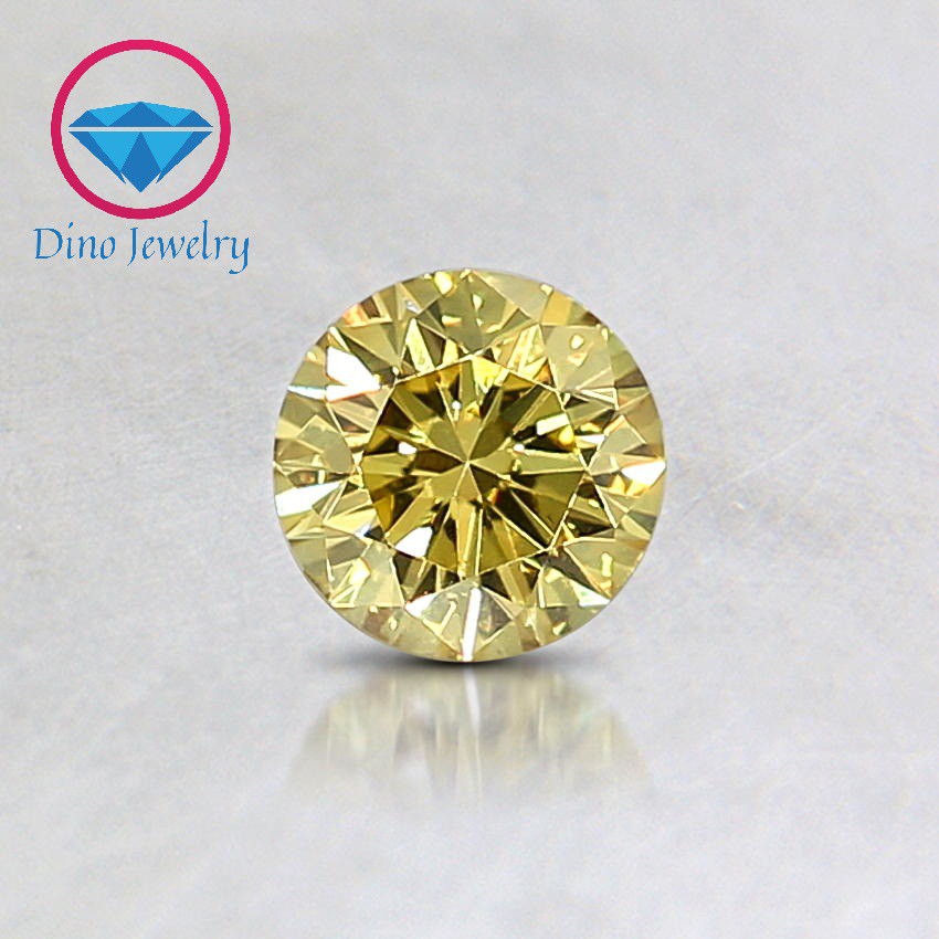 Kim cương nhân tạo cao cấp Moissanite màu vàng vivid (size 8-10.5 mm)