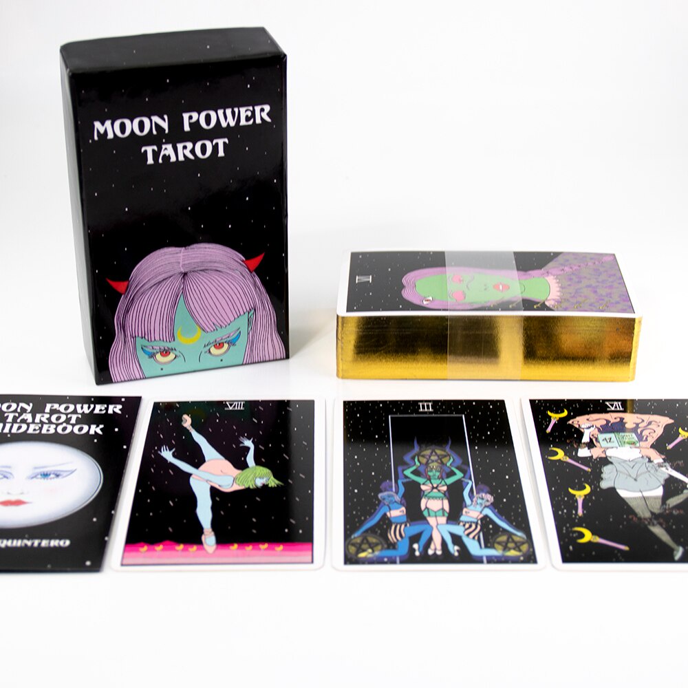 Bộ Bài Moon Power Tarot L8, Hộp Cứng, Thẻ Mạ Màu Vàng