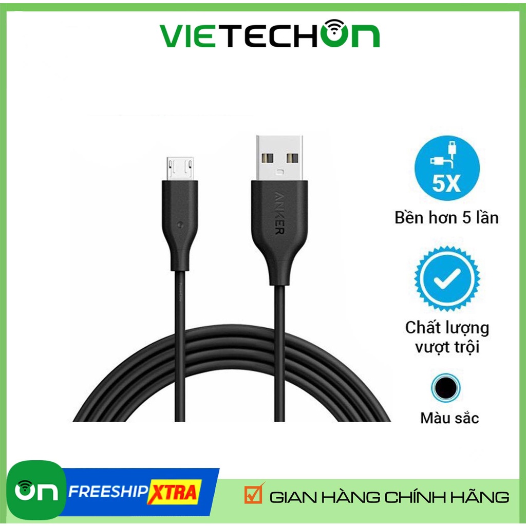 💎Cáp Sạc Nhanh Micro Anker-A8133 PowerLine dài 1.8m💎dùng cho ANdroi SAMSUNG Sạc Dự Phòng Tai Nghe Bluetooth💎