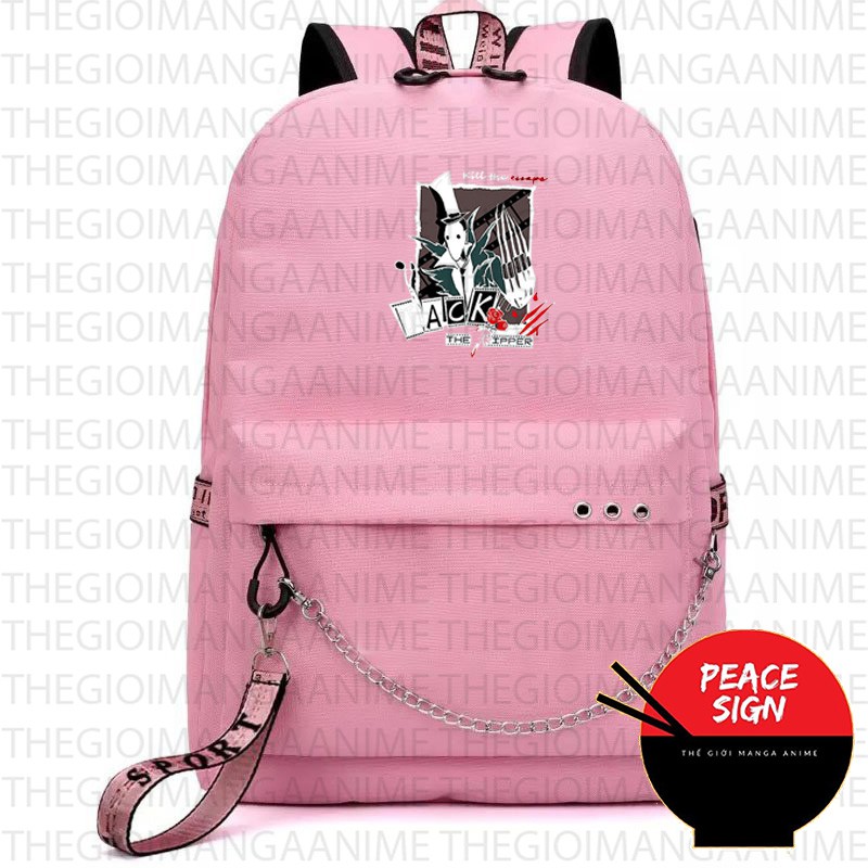 Balo thông minh ĐEN HỒNG in hình JACK game IDENTITY V anime chibi cặp sách đi học tiện lợi thời trang nam nữ