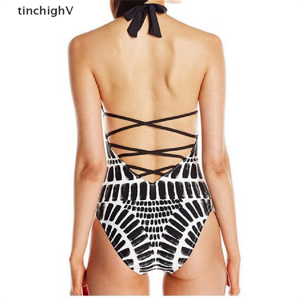 Bộ Đồ Bơi Một Mảnh Cổ Yếm Cột Dây In Họa Tiết Da Báo Quyến Rũ Cho Nữ