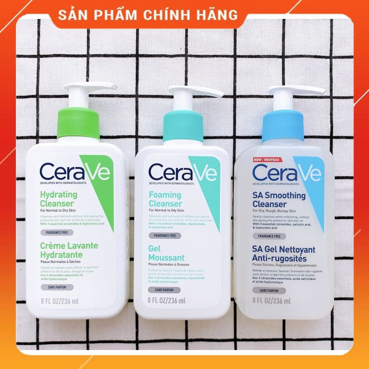 Sữa Rửa Mặt Cerave Dịu Nhẹ Dành Cho Da Dầu & Da Khô Đủ Size